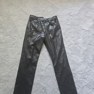 Agolde Shiny Black Leather Pants